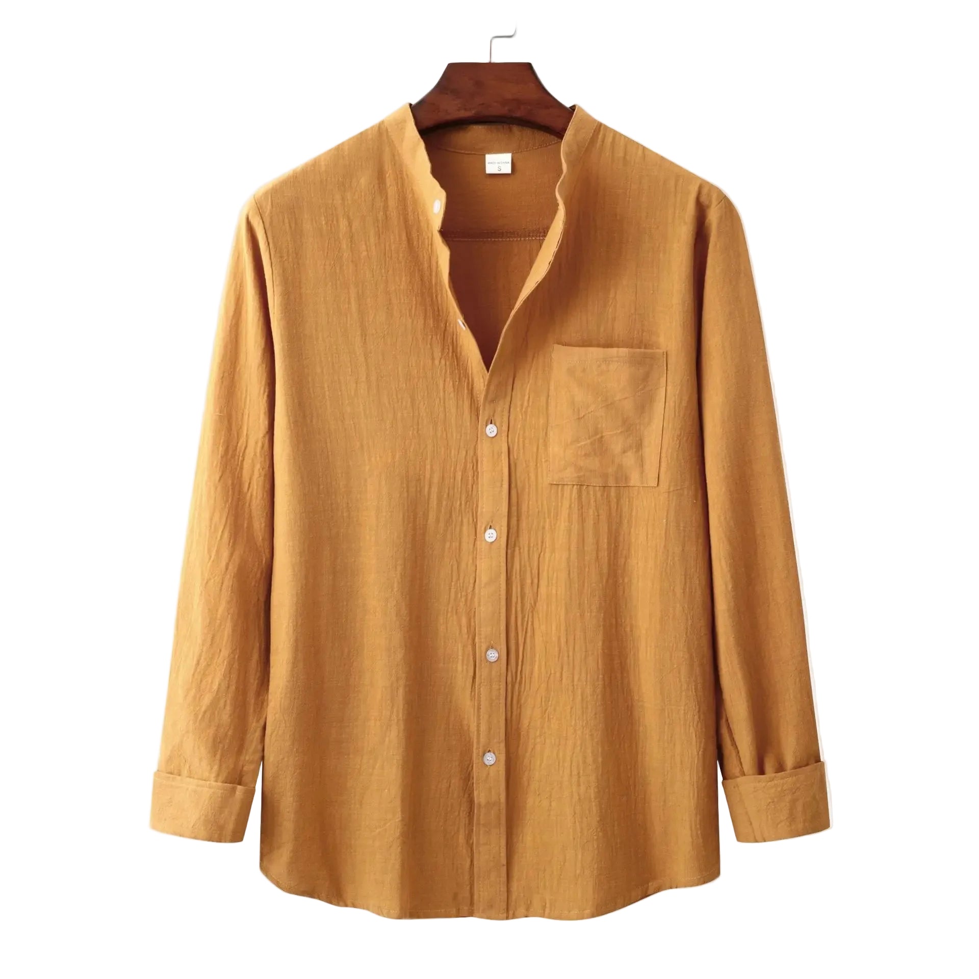 Loose Long Sve Men's Casual irt Spring Summer Pure Color Youth Trend Spring 2023 Regular Thin Flip Collar