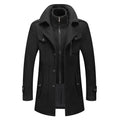 New Winter Men's Wool Blend Double Collar Gray Overcoat, Business Casual Topcoat Camel, Dark Blue, Burgundy, Black Option Coats