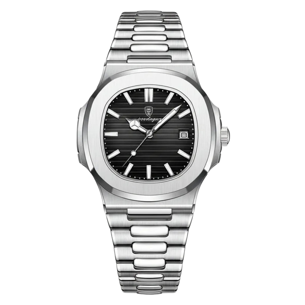 POEDAGAR Luxury Watch Business 50 ATM Waterproof Male Clock Luminous Date Stainless Steel Square Quartz Men Watches reloj hombre