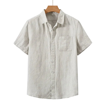 Summer Cotton Linen Men's irt Thin ort Sve Loose Casual Vintage Sle Pure Color Spring Autumn Wear for Men