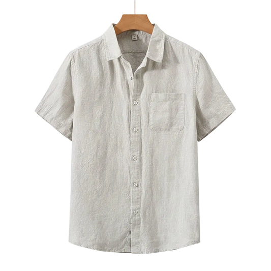 Summer Cotton Linen Men's irt Thin ort Sve Loose Casual Vintage Sle Pure Color Spring Autumn Wear for Men