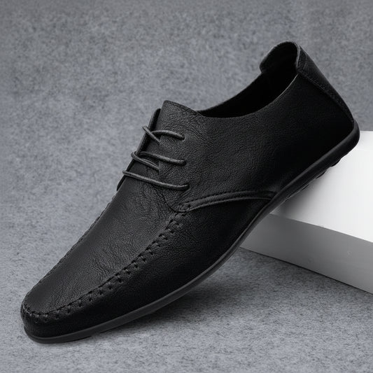 Men's leather shoes soft soles four seasons plus size casual leather shoes fashion trendy youth party Versatile driving shoes