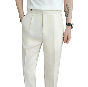 90% Linen 10% Cotton 2024 Suit Pants Naples Breathable Casual Pants Men's Height Suit Pant M-3XL Men's Straight Pants
