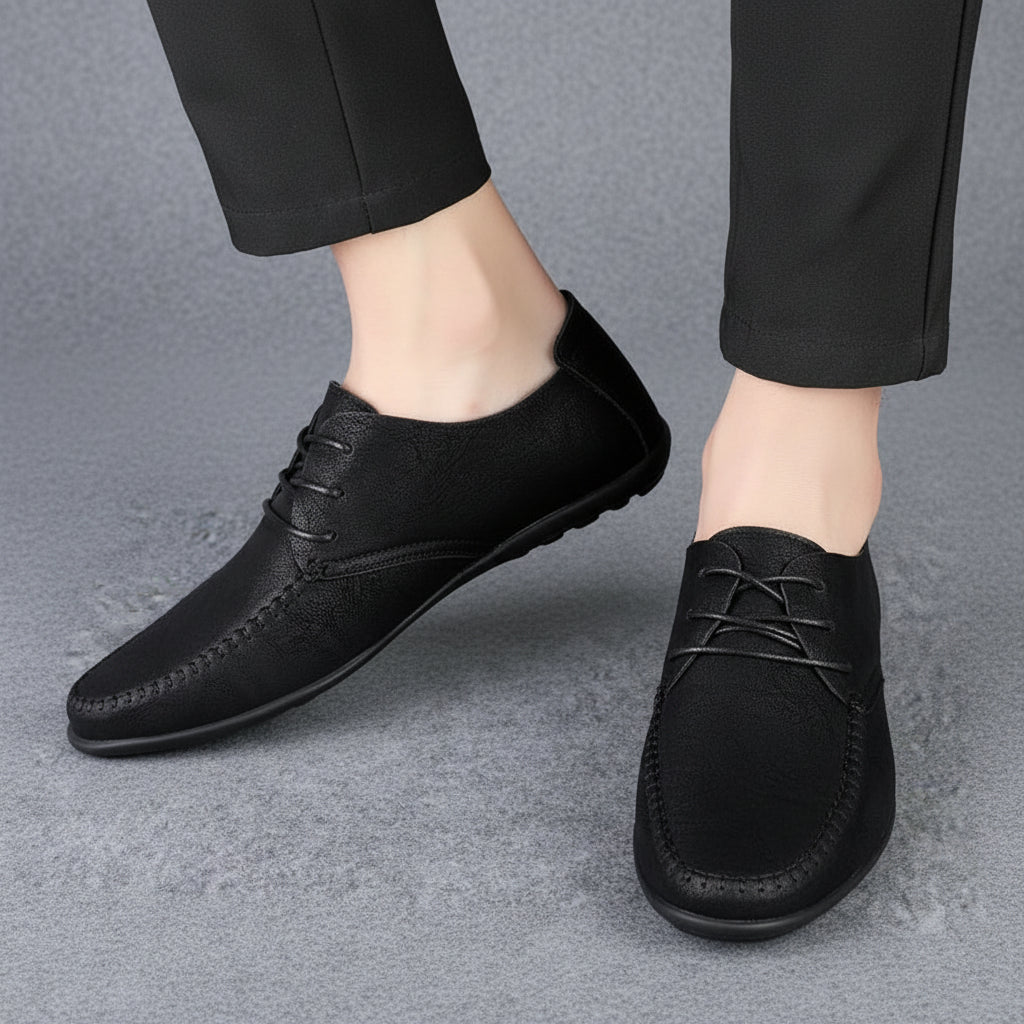 Men's leather shoes soft soles four seasons plus size casual leather shoes fashion trendy youth party Versatile driving shoes