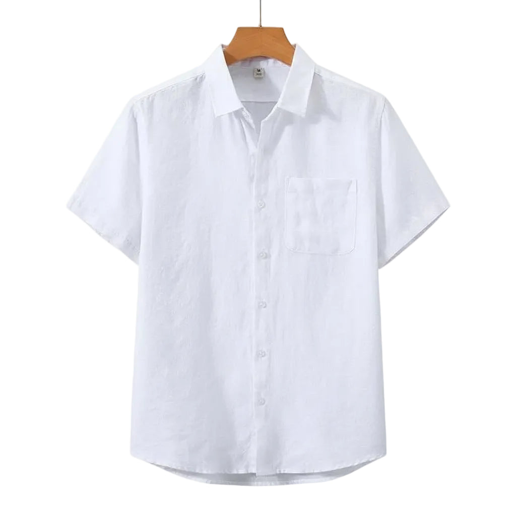 Summer Cotton Linen Men's irt Thin ort Sve Loose Casual Vintage Sle Pure Color Spring Autumn Wear for Men