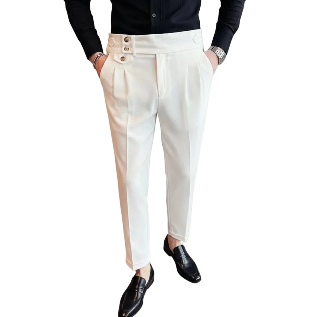White Slim Fit Business Suit Trousers for Men Korean Reviews Many Stylish Designer Clothes Vintage High Quality Man Suits Pants