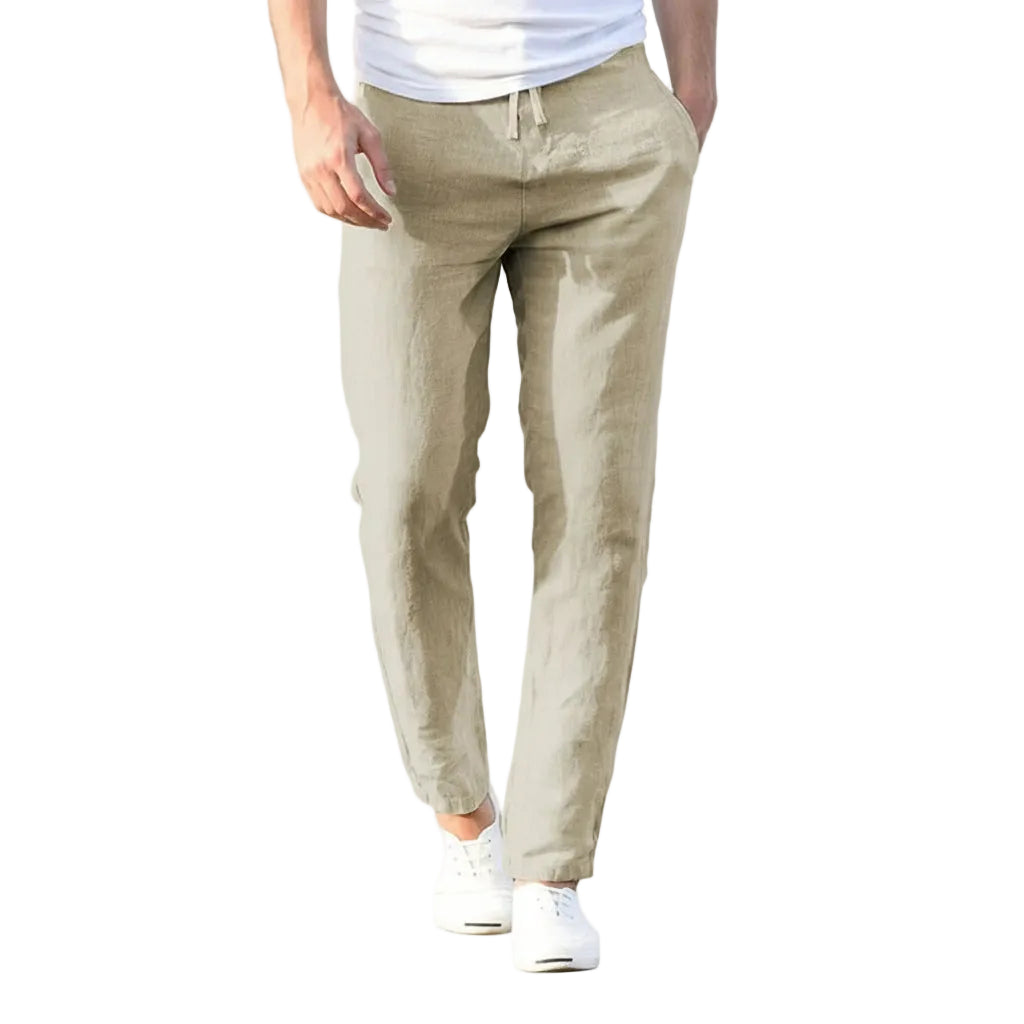 2025 Men's Stand Pocket Casual Linen Pants Solid White Gray Trouser Plus Size 3xl Mens Elegant Fashion Sweatpants Men Streetwear