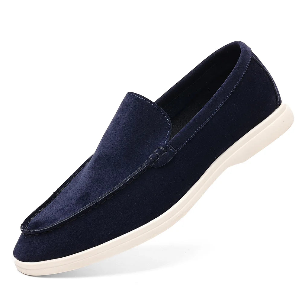 Men's British Style PU Leather Loafers Slip-On Driving Shoes Vintage Soft Sole Comfortable Casual Moccasins Non-Slip Fashion
